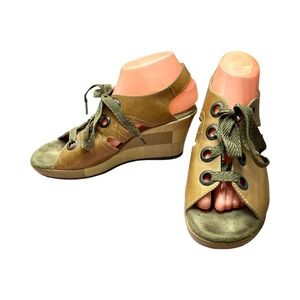 Wolky Womens Size 10 Leather Lace Up Wedge Sandals Comfort Walking Shoes